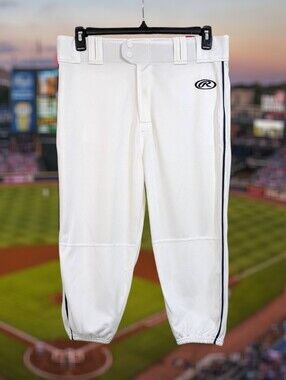 NEW Rawlings White & Navy Baseball Pants - Knicker Length - Size Large Mens